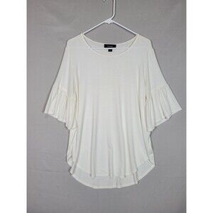 Karen Kane Half Bell Sleeve Tunic Top Ivory Womens XL Minimalist Capsule Stretch